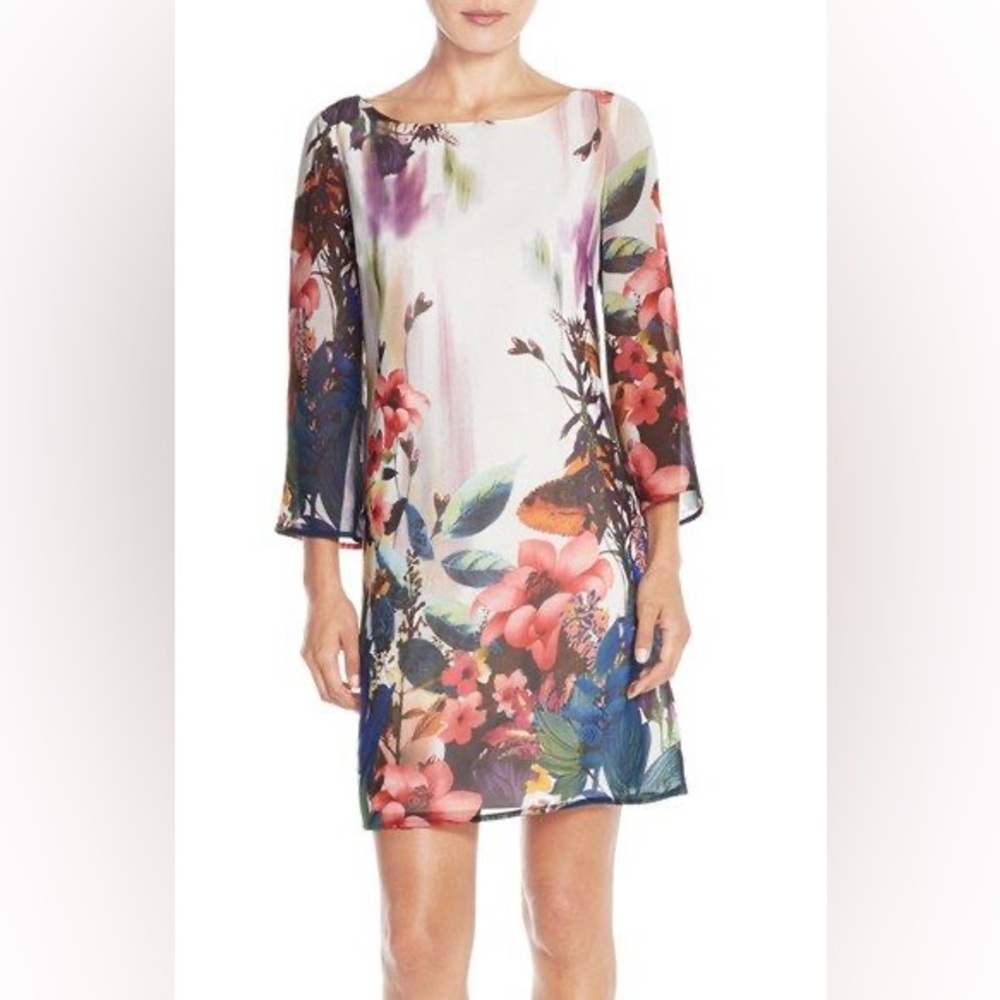 Maia Floral Print Chiffon Shift Dress women dress  Size 4